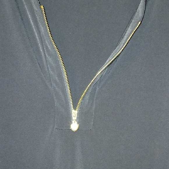 Susan Graver Black Blouse with Gold Zipper - Picture 6 of 7